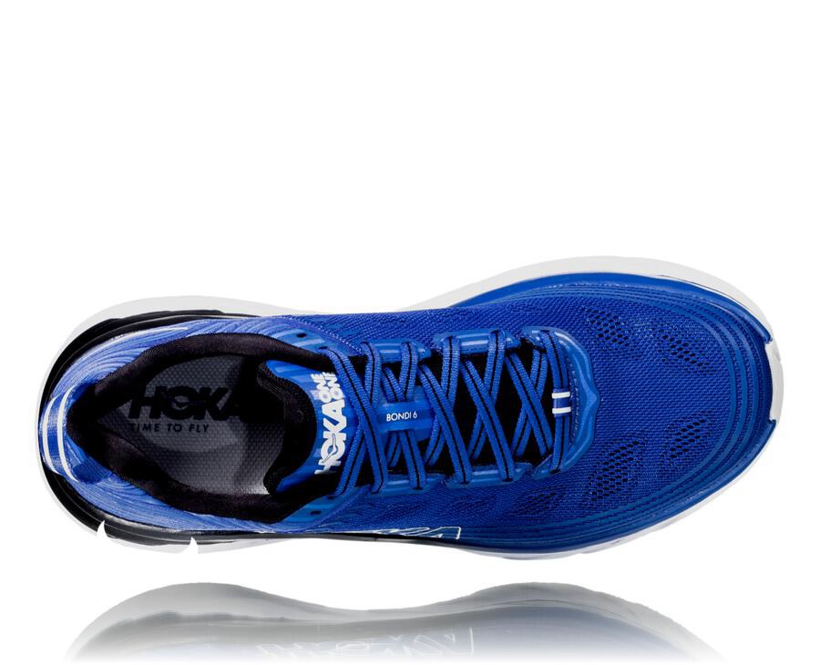 Hoka One One Mens Running Shoes - Bondi 6 - Blue/White - RKLJ94086